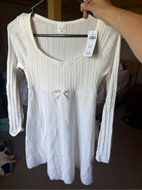 abercrombie kids Cream Ribbed Knit Dress
